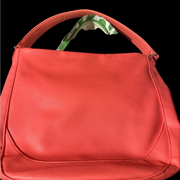 Thirty One Jewell Midway Hobo Handbag Very Cherry Pebble Shoulder Bag EUC Coral - Picture 1 of 5
